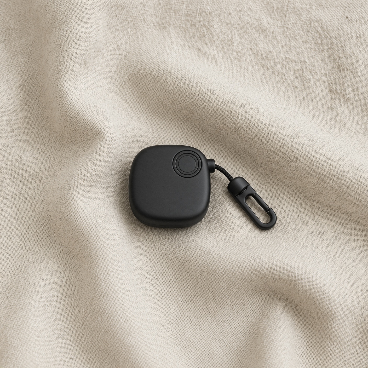 A small black phone tether.